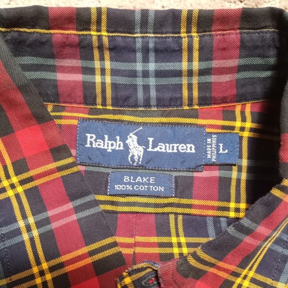 Mens Ralph Lauren Blake Long Sleeve Plaid Button Up Shirt Size Large Green Red - Picture 2 of 8